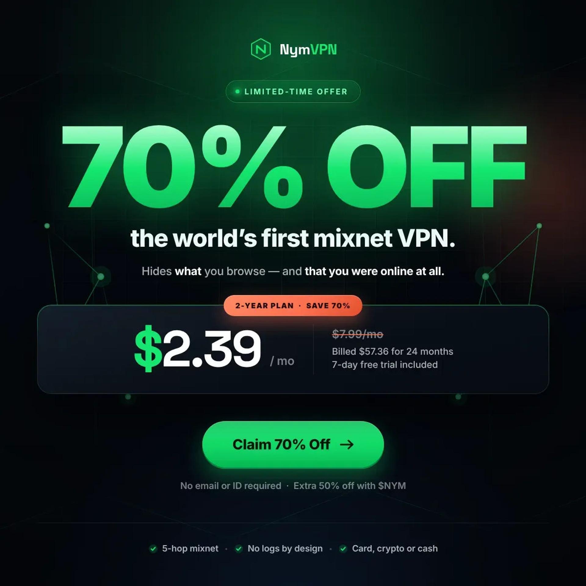 nymvpn mobile banner offer